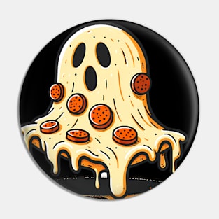 Funny Pizza Ghost Halloween Pin