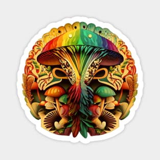 Mushroom Tribal Rainbow Magnet