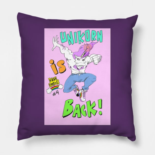 Kam Komics: Unikorn #4 cover Pillow by Kam Komics 