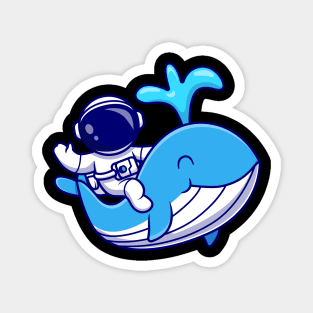 Astronaut With Cute Whale Cartoon Magnet