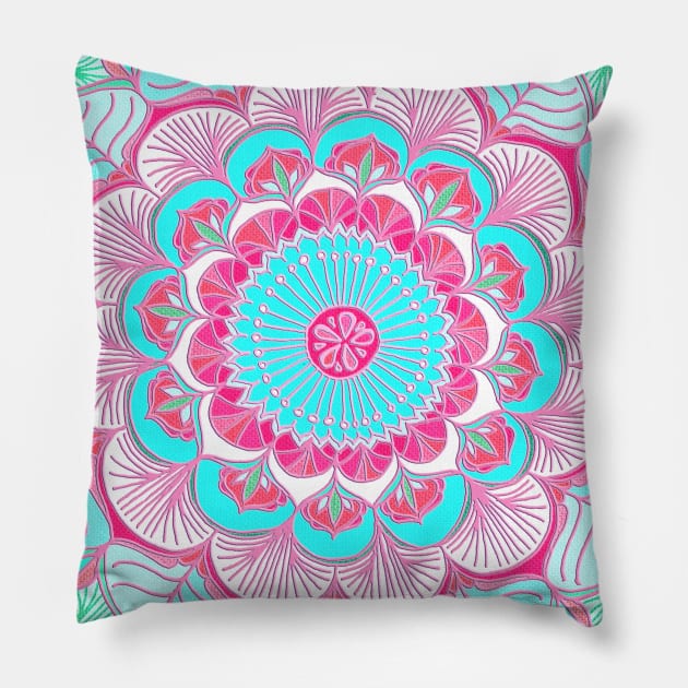 Tropical Doodle Flower Pillow by micklyn