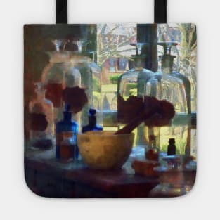 Pharmacists - Mortar, Pestle and Bottles by Window Tote