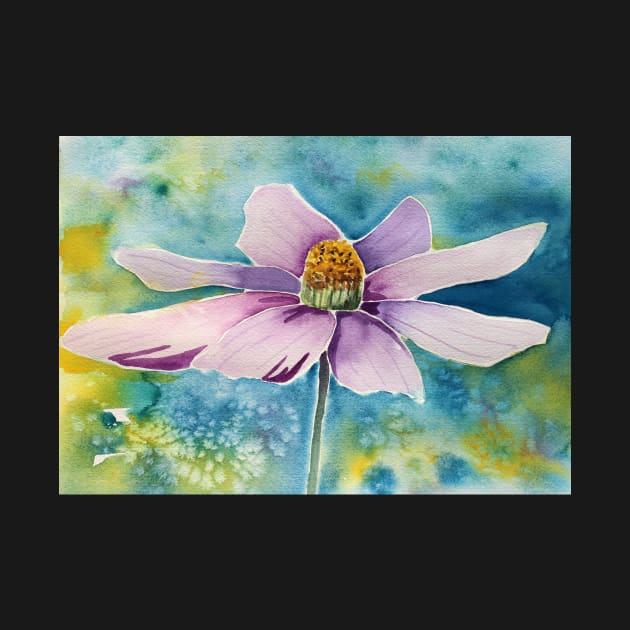 Pink Flower Watercolor Art by Sandraartist