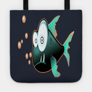 Monster fish frightened fish color Tote