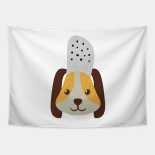 cute doggo with croc on the head orange Tapestry