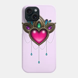 Heart of Stones - Victorian Tattoo Style Jewels and Gems Phone Case