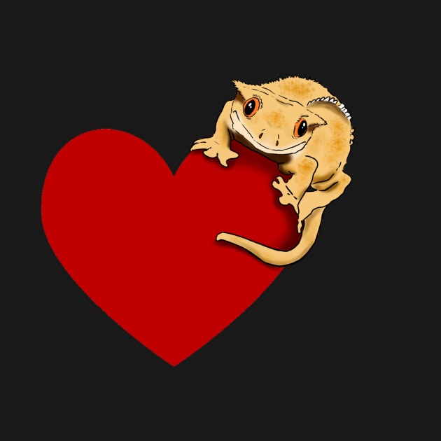 Crested Gecko, Crestie, Cute Gecko on Heart by sockdogs