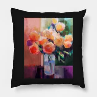 Still Life with Yellow Roses Pillow