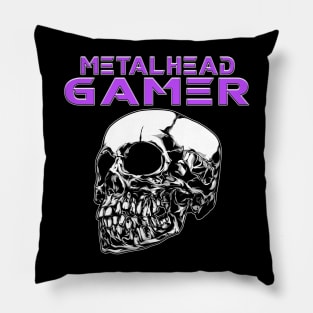 Metalhead Gamer Quarter Skull Purple Pillow