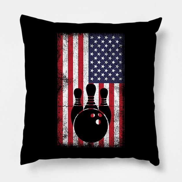 USA Flag Patriotic American Bowler Bowling Pillow by ChrifBouglas