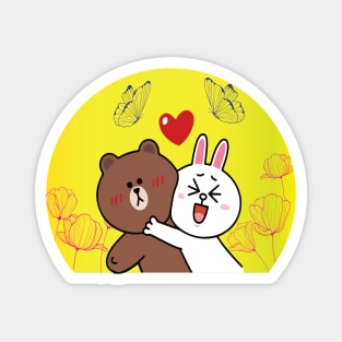 brown bear and cony Magnet