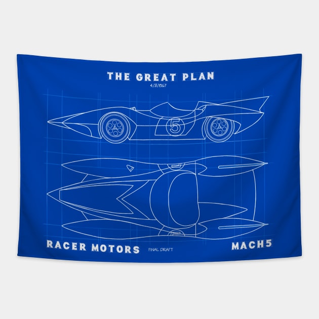 Mach 5 Blueprint - The Great Plan Tapestry by DistractedGeek