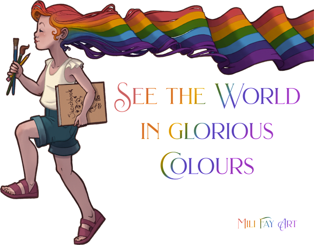 Mili Fay’s Rainbow Girl: See the World in glorious Colours Kids T-Shirt by Mili Fay Art