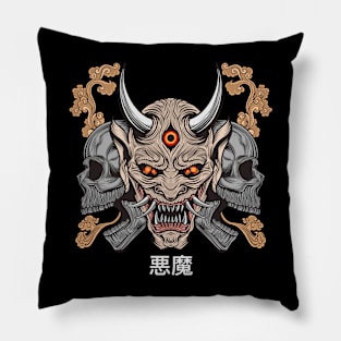 oni mask skull devil Pillow