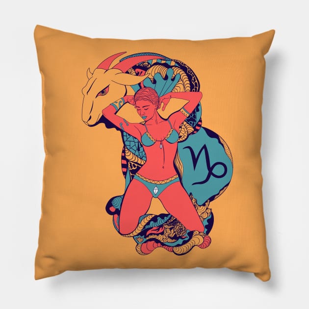 Retro Triad Capricorn Beauty Pillow by kenallouis