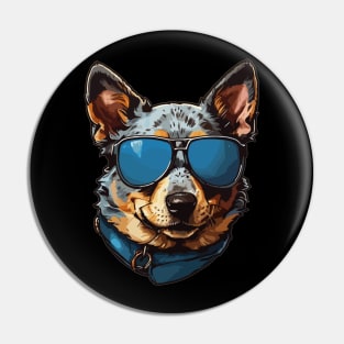 Australian Cattle Dog in Sunglasses Pin