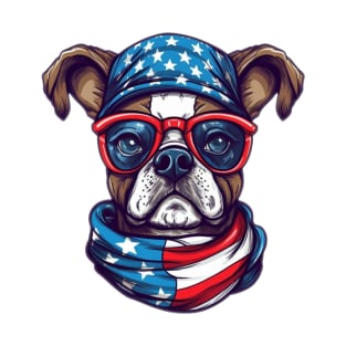 Patriotic Dog, 4th of July Design T-Shirt