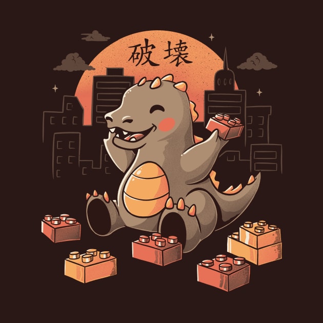 Baby Godzilla Japanese Vintage Destroying City by Tobe_Fonseca