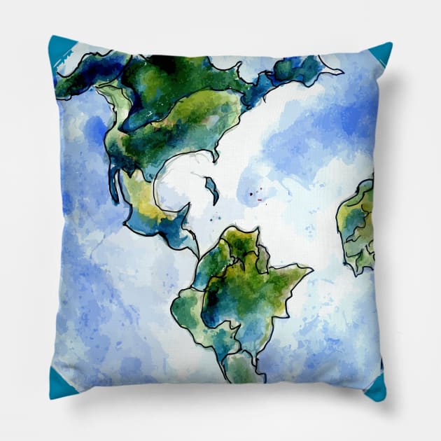 Hand Drawn Earth Pillow by AnnArtshock