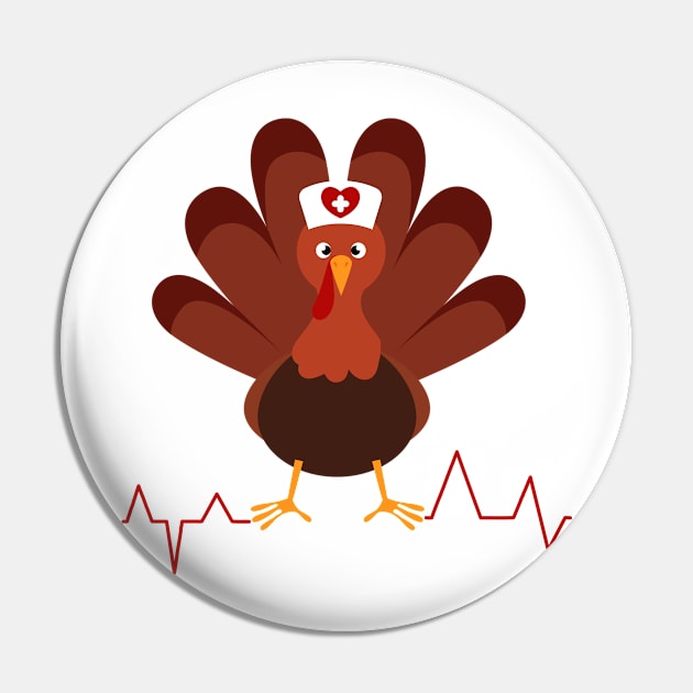 Thanksgiving Scrub Turkey Nurse Funny Nursing Gift Pin by yass-art