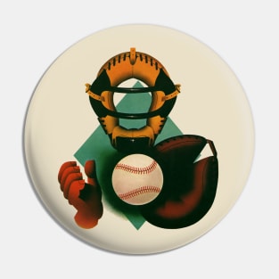 Vintage Sports Baseball Player, Catcher with Mitt Pin