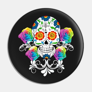 Colorful Day of the Dead Sugar Skulls Pin