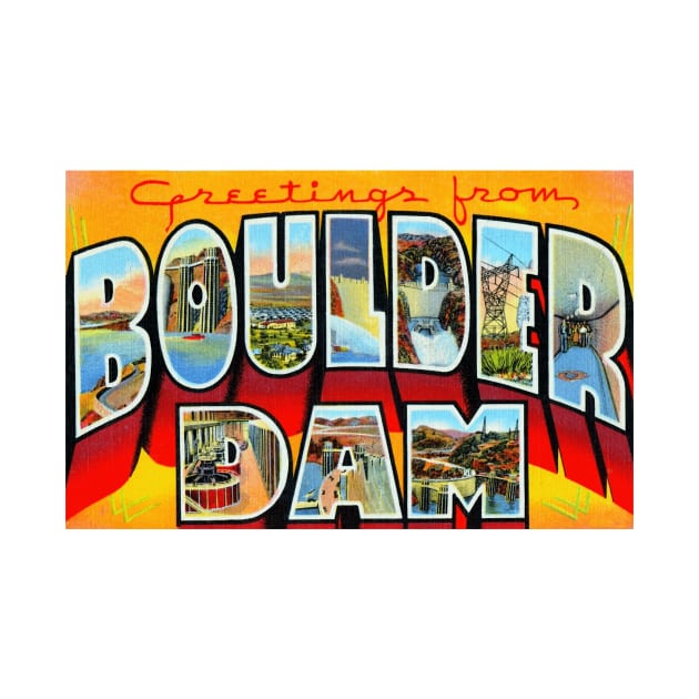 Greetings from Boulder Dam - Vintage Large Letter Postcard by Naves