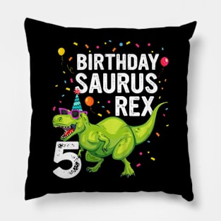 Kids 5 Year Old Birthday Boy Girl Dinosaur T Rex Family Matching Pillow