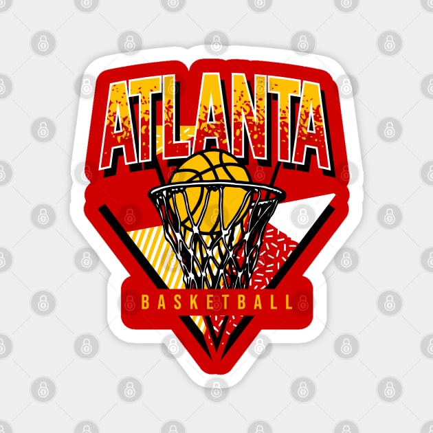 Atlanta Basketball 90s Throwback Magnet by funandgames