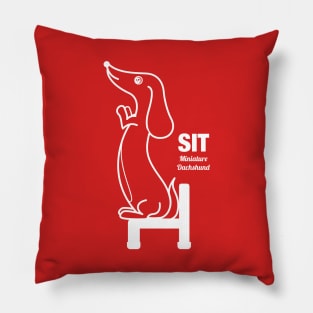 Miniature Dachshund SIT -White- Pillow