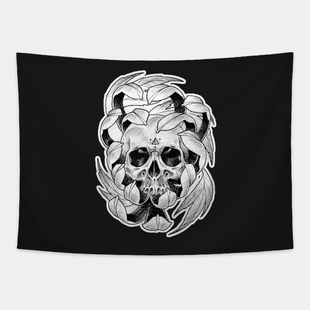 Flower skull Tapestry by IrisTB