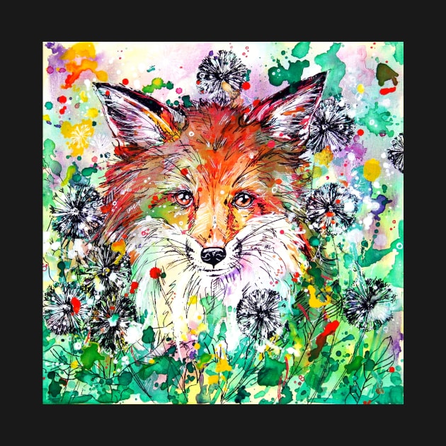 Hide and Seek - Fox painting by EveiArt