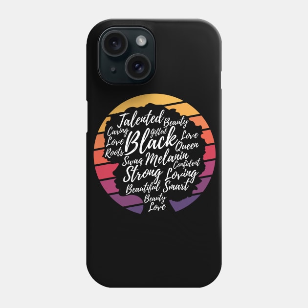 Black History Month Afro Word Art Strong Black Women Phone Case by HCMGift