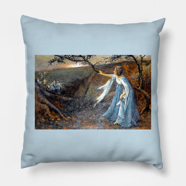 Titania Welcoming Her Fairy Brethren - Henry Meynell Rheam Pillow by forgottenbeauty