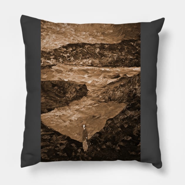 Woman on the Rocky Shore! Pillow by Mickangelhere1