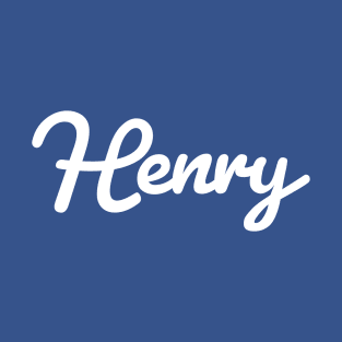 Henry Cursive Script Typography White Text T-Shirt