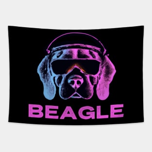 Beagle Synthwave 90s Dog Owner Retro Funny Dog Tapestry