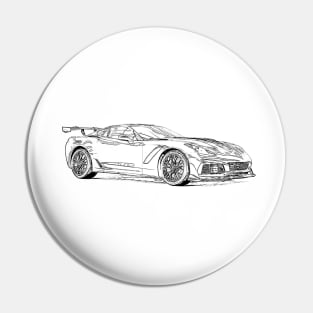 Corvette ZL1 Wireframe Pin