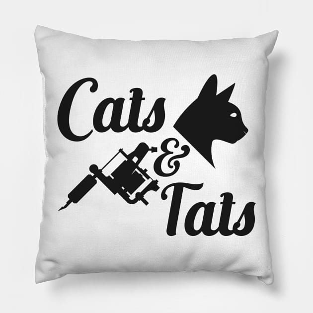 Cat and tattoo - Cats and tats Pillow by KC Happy Shop