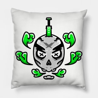 Death Skull Green Smoke Pillow