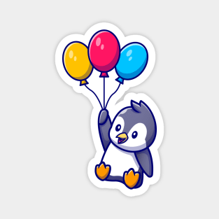 Cute Penguin Flying With Balloons Magnet