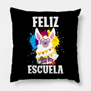 Llama Feliz 100 Dias De Escuela - 100 Days of School Spanish Pillow