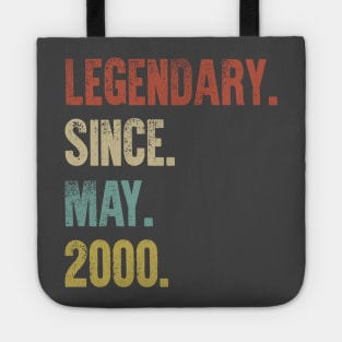 Retro Vintage 20th Birthday Legendary Since May 2000 Tote