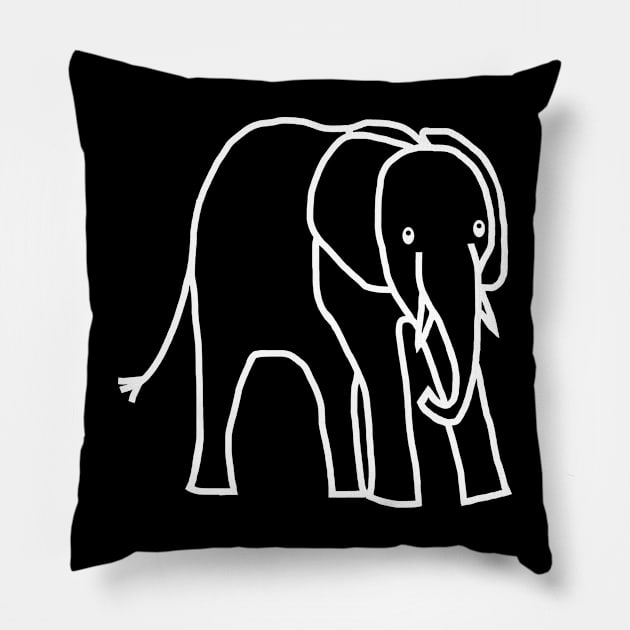 Minimal White Line Little Elephant Pillow by ellenhenryart