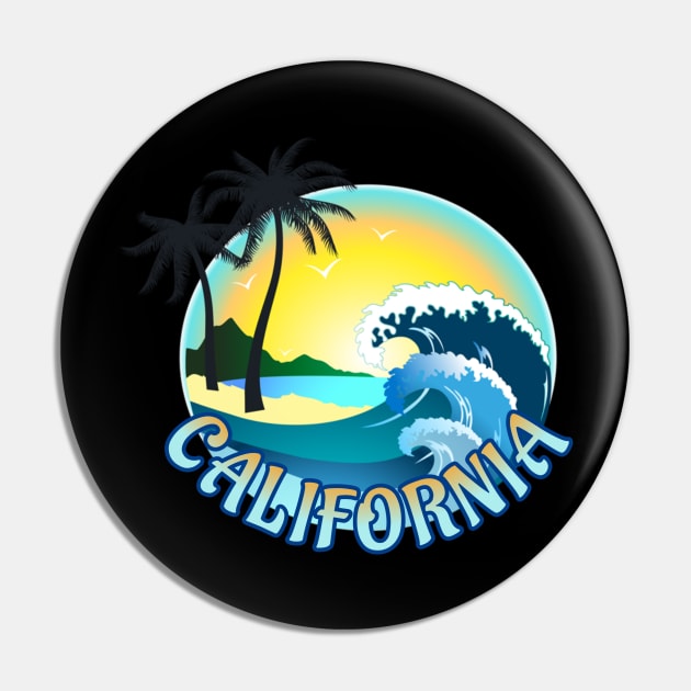 California Pin by Coreoceanart