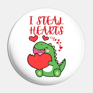 Kids I Steal Hearts Dino Baby Boy and Girl Valentines Day Toddler Pin