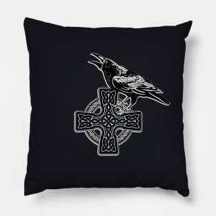 Odins Raven Viking Knot Cross Pillow