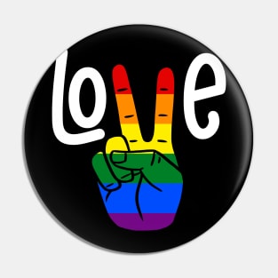 Love lgbt peace hand sign Pin