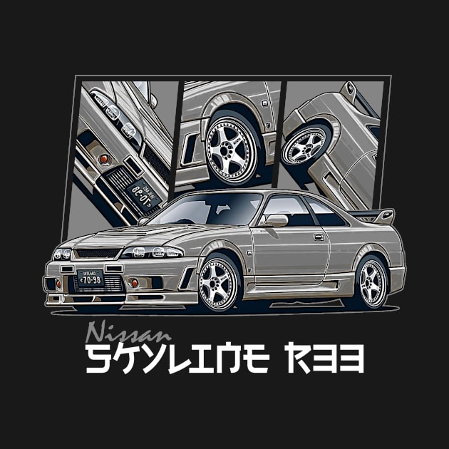 Grey Nissan Skyline r33 GTR, JDM Car by T-JD