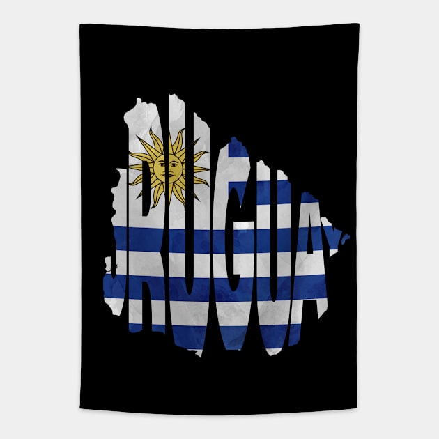 Uruguay Typo Map Tapestry by inspirowl